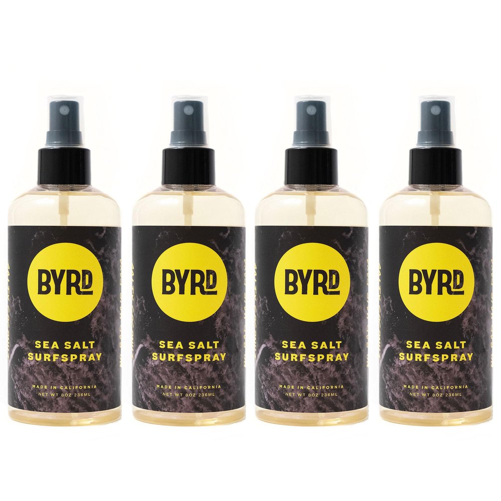 Byrd Sea Salt Surfspray, Salty Coconut Scent, Texturizing and Volumizing Sea Salt Spray for Men for Hydrated, Shiny Surfer Hair, Safe for All Hair Types, 8 Fl Oz, Pack of 4