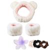 7pcs/Set Hairdressing Accessories Kit, Lovely Bear Decor Head Band, Elastic Fluffy Water Absorbent Head Hoops, Flower Shaped Hair Claw Clips, Ponytail Holders Hair Ties (White) view 1