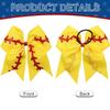 12 PCS Softball Baseball Cheer Bows, Sparkly Rugby Hair Bows with Elastic Hair Ties Accessories for Teens Girls Women Cheerleading Softball Competition Sports (Yellow Red) view 4