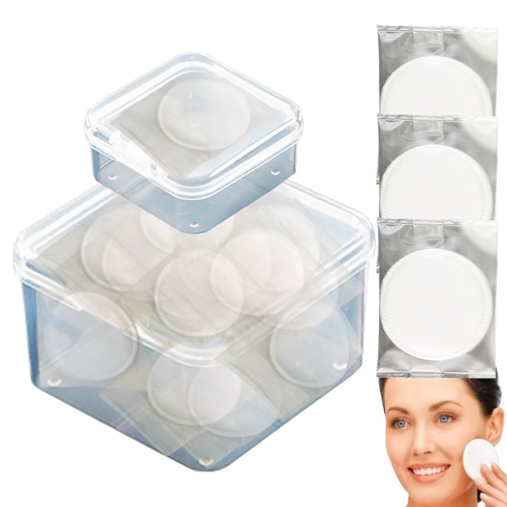 50Pcs Individually Wrapped Makeup Remover Pads with 2 Travel Organizer Box; Portable Travel Facial Makeup Cotton Pads - Perfect for Face Lips Eyes Nails Makeup Removal Cleansing During Outdoors