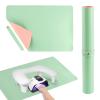 Nail Desk Mat 23.62 x 15.75 In, PU Leather Top with Velvet Bottom, Wipe-Clean Manicure Table Pad with Storage Strap, Mat Only, for Home and Salon Nail Art, Green and Pink view 1