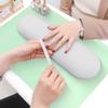 Nail Desk Mat 23.62 x 15.75 In, PU Leather Top with Velvet Bottom, Wipe-Clean Manicure Table Pad with Storage Strap, Mat Only, for Home and Salon Nail Art, Green and Pink view 3