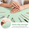 Nail Desk Mat 23.62 x 15.75 In, PU Leather Top with Velvet Bottom, Wipe-Clean Manicure Table Pad with Storage Strap, Mat Only, for Home and Salon Nail Art, Green and Pink view 4