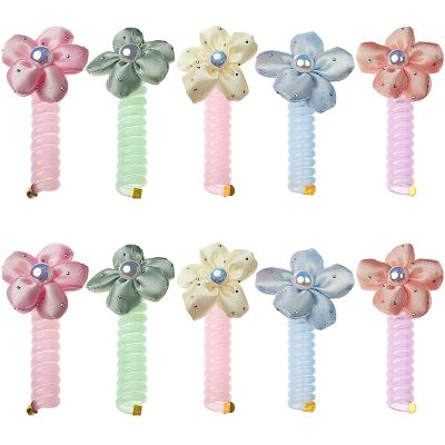 Butterfly & Colorful Telephone Wire Hair Bands For Girls, Colorful Telephone Wire Hair Bands, Hair Coils Phone Cord Hair Ties, Spiral Hair Ties Phone Cord, Ponytail Holder Accessories (10PCS 06)
