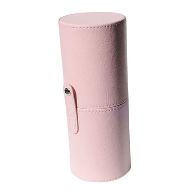 FRCOLOR Portable Pu Makeup Brush Organizer with Lid Compact Storage Bucket for Brushes and Items Durable and Stylish Makeup Tool Holder for Home and Travel
