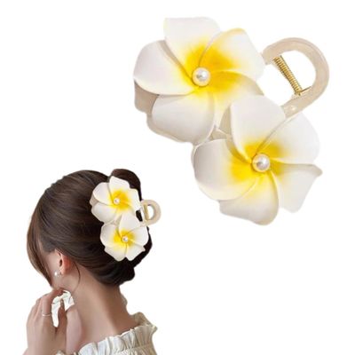 2024 New Lovely Egg Flower Hair Clip, Hawaiian Lovely Hair Clips,Large Hair Clips For Thick Hair, Flower Hair Claw Clips For Women