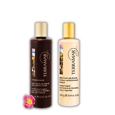 1 Aceite en Gel Corporal con Extractos de Almendras y 1 Crema Corporal con Extractos de Almendras, Coco y Algas Rojas Terramar Brands