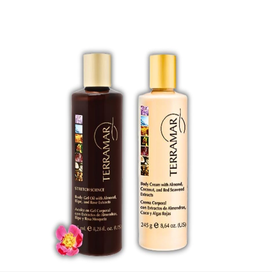 1 Aceite en Gel Corporal con Extractos de Almendras y 1 Crema Corporal con Extractos de Almendras, Coco y Algas Rojas Terramar Brands