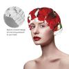 Red Roses Printed Printed Double Layer Lined Shower Cap,Shower Caps For Women Reusable view 3