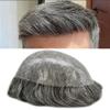 LYRICAL HAIR Toupee for Men Human Hair Replacement System Injected PU Male Prothesis Full Poly Durable Skin Mens Hairpiece Wig 7"X9"#250 Darkest Brown+50% Gray-120% Medium Light to Medium Density view 1