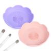 JAMESVAN Silicone Makeup Brush Cleaner Mat and Holder Bowl, Stylish Cosmetic Brush Cleaner Pad Bowl for Makeup and Drawing Tools, 2 PCS - Pink, Purple view 1