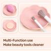 JAMESVAN Silicone Makeup Brush Cleaner Mat and Holder Bowl, Stylish Cosmetic Brush Cleaner Pad Bowl for Makeup and Drawing Tools, 2 PCS - Pink, Purple view 2