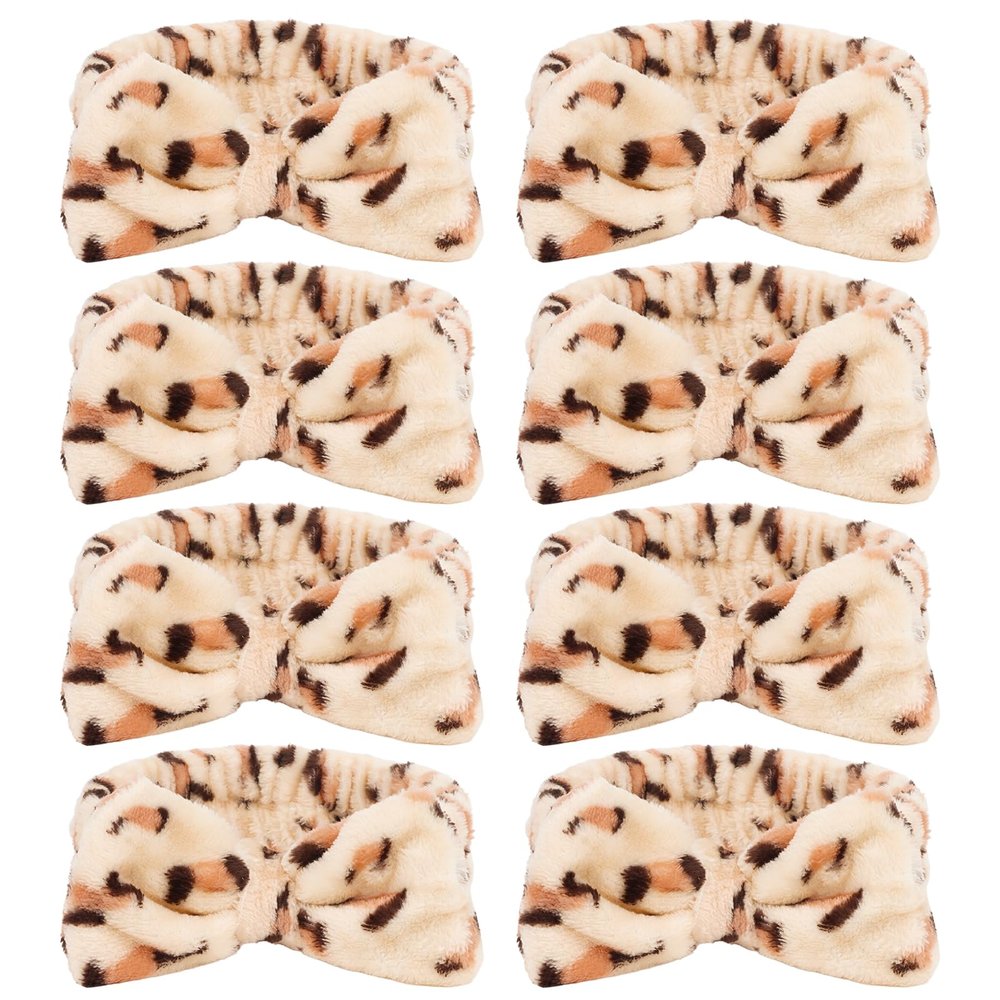 CIEHER Leopard Print Spa Headbands - 8pc Set for Women & Girls, Bachelorette Party, Skincare & Makeup