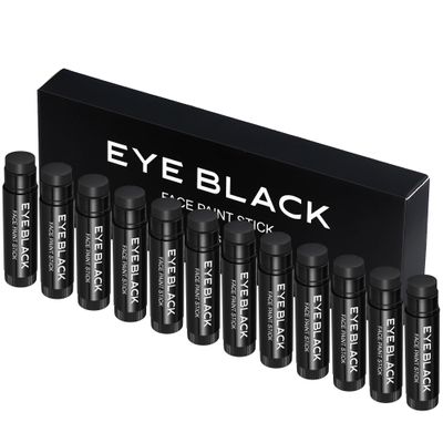 CCbeauty 12 PACK Black Eye Black Stick For Baseball Football Softball Lacrosse Accessories, Anti-Glare Eyeblack, Waterproof, Last All Game, Smooth Application, High Pigmented Color