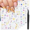 6 Sheets Embossed Flower Nail Art Stickers Colorful Daisy Nail Stickers 5D Self-Adhesive Heart Butterfly Nail Design Decals Cartoon Animals Floral Leaf Nail Decals for Women Girls DIY Nail Supplies view 1