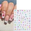 6 Sheets Embossed Flower Nail Art Stickers Colorful Daisy Nail Stickers 5D Self-Adhesive Heart Butterfly Nail Design Decals Cartoon Animals Floral Leaf Nail Decals for Women Girls DIY Nail Supplies view 2