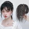 10inch Human Hair Curly with Crystal Headband for Woman with One Clip for Hair Loss Cover Gray Hair (Dark brown) view 1