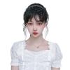 10inch Human Hair Curly with Crystal Headband for Woman with One Clip for Hair Loss Cover Gray Hair (Dark brown) view 2