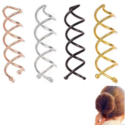 20Pcs Mini Spiral Hair Pins, 4 Colors Metal Screw Hair Pins Fast Bun Spiral Bobby Pins with Non-scratch Rounded Tips Hair Accessories for Women Hair Style DIY