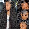 13x6 Deep Wave Lace Front Wigs Human Hair 200 Density HD Lace Front Wigs Human Hair Pre Plucked Bleached Knots Glueless Wigs Human Hair Wet and Wavy for Women (Natural Black 13X6, 30 inch, Curly) view 1