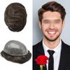 LYRICAL HAIR Toupee for Men Human Hair Replacement System Full Poly Skin Durable Injected PU Mens Hair Piece Wigs Protesis Capilar Para Hombre 5"X7" #3 Dark Brown-110% Light to Medium Density view 1