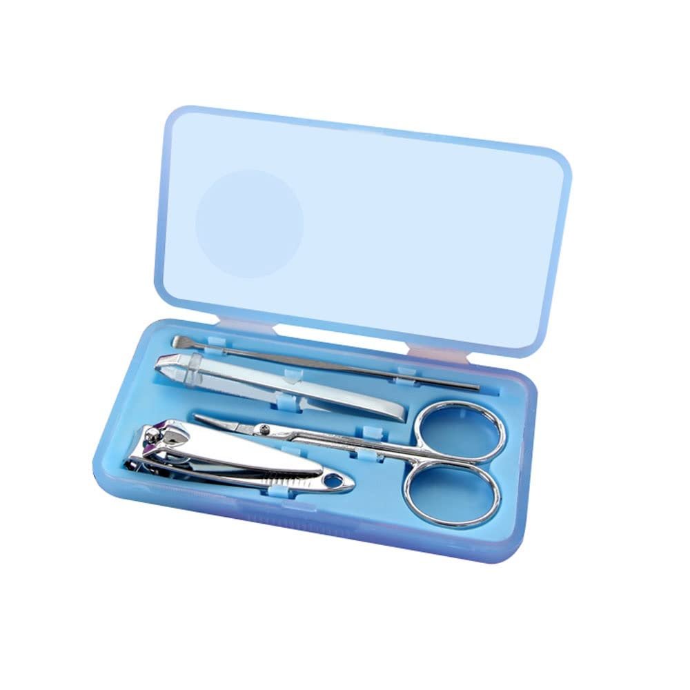 4 PCS/Set Nail Art Manicure Tools Set Nails Clipper Scissors Tweezer Knife Manicure Sets Stone Pattern Case for Nail Manicure (Color : A) (A)