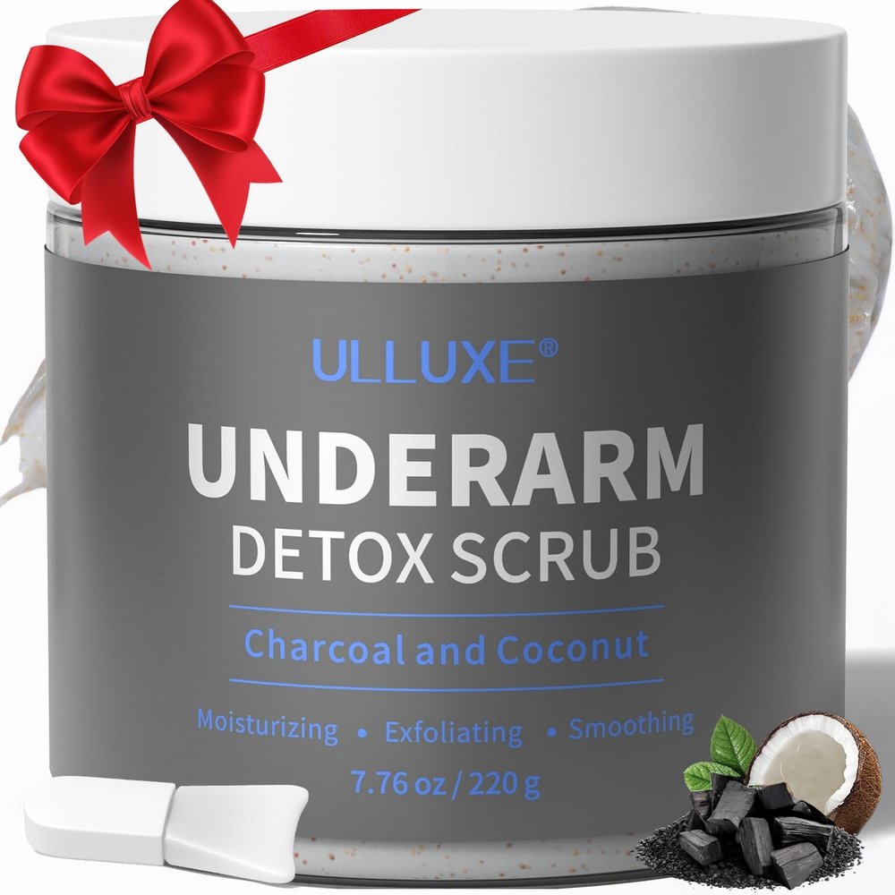 Charcoal Underarm Body Scrub for Odor Control, Dark Armpits Spots Remover, Armpit Detox & Bikini Area Body Exfoliator, Exfoliating Moisturizing Natural Deodorant Scrub for Women & Men, 7.7 Oz