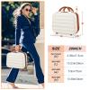 JZRTravel 14 inch Hard Shell Makeup Train Case Portable PC ABS Mini Suitcase for Organizer Cosmetics Makeup Brushes Toiletry Beige view 2