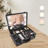 anezdbozr Makeup Train Case, LED Light Cosmetic Organizer Box, Aluminum Alloy Travel Makeup Case Cosmetic Box Organizer Makeup Case,with Mirror, Compartment Bag, 16.5 * 11.8 * 5.9inch view 2
