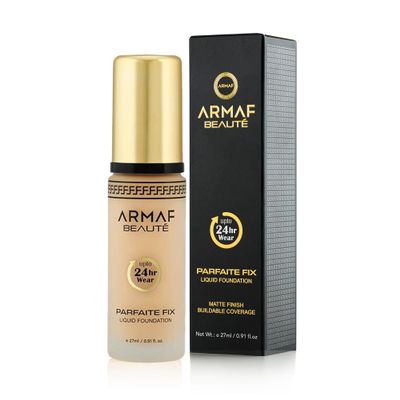 Armaf Beaut Parfaite Fix Liquid Foundation Makeup - Water Resistant, Lasts Up To 24 Hours | Beige, 27 ml/0.91 fl.oz