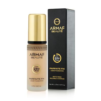 Armaf Beaut Parfaite Fix Liquid Foundation Makeup - Water Resistant, Lasts Up To 24 Hours | Burly Wood, 27 ml/0.91 fl.oz, Porcelain
