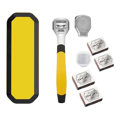 25-Year New Model Professional Callus Shaver Set - Features Protective Cap by Collecting Callus - Safe and Lightweight Design - Includes Stainless Steel Shaver, Foot File & 40 Blades