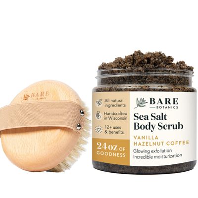 Bare Botanics Palm Dry Brush + Vanilla Hazelnut Coffee Body Salt Scrub