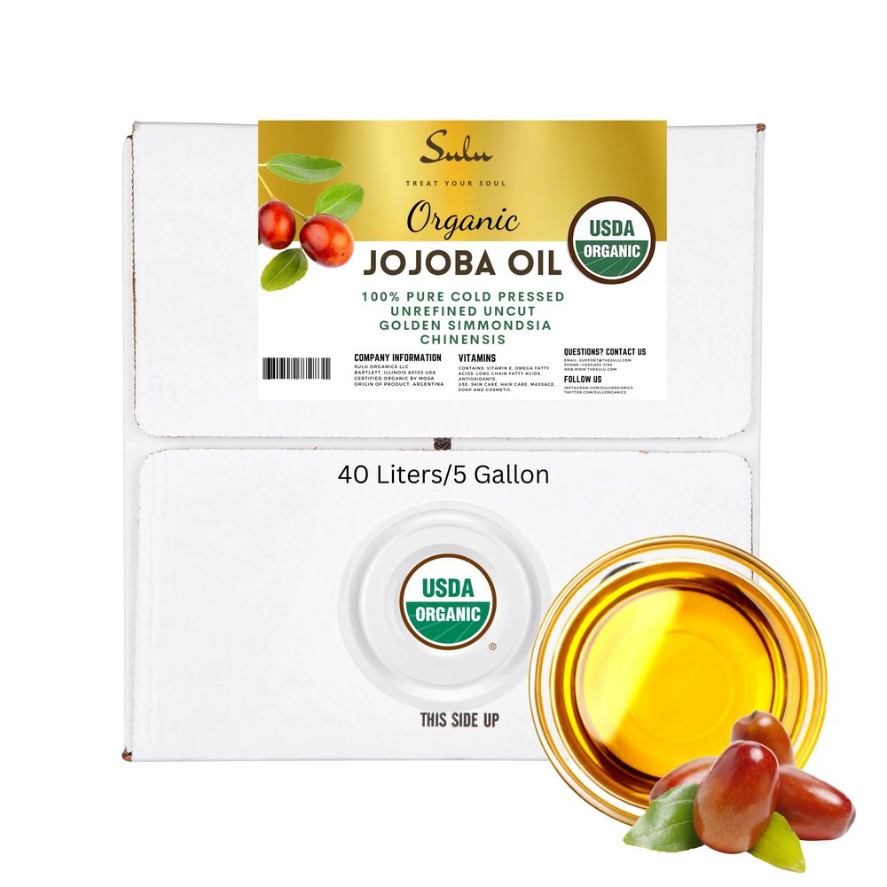 16 Liters/5 Gallons of Certified Organic Cold Pressed Unrefined Raw Uncut Golden Jojoba Oil