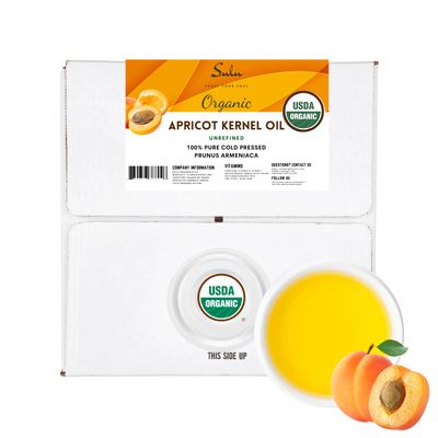 16 Liters/5 Gallon USDA Organic Cold Pressed Unrefined Apricot Kernel Oil