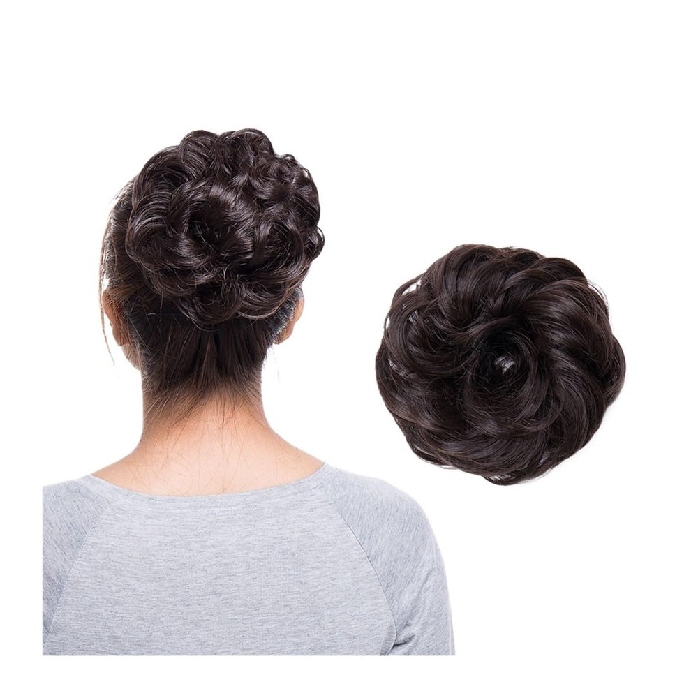 DINBOZ26X Messy bun Hair piece Synthetic Messy Bun Scrunchy Hair Bun Fake Hair Women Chignon Elastic Hair Band Hairpieces for Women Updo Donut Chignon Hair Buns Hair piece(Medium Brown)
