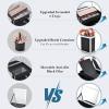 FRENESSA Makeup Train Case Makeup Box 11.8 Inch Large Makeup Case Organizer 3 Trays with Mirror Locking Cosmetic Storage Box for Cosmetics Nail Supplies Sewing Travel Case Black Floral view 4
