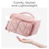 BAGSMART Toiletry Bag Travel Bag with Hanging Hook, Water-resistant Lightweight Puffy Makeup Bag Large Wide-open Travel Bag for Women Travel Organizer for Accessories, Cosmetics, Toiletries, Nude Pink view 3