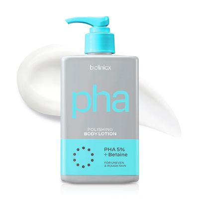 b.clinicx Skin Polishing Body Lotion (10.14 fl oz / 300ml) - Exfoliating Body Lotion With PHA 5%, Resurface Bumpy Skin, Lightweight Moisturizing Body Cream, Korean Skin Care