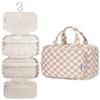 Narwey Hanging Toiletry Bag for Women Travel Makeup Bag Organizer Toiletries Bag for Travel Size Essentials Accessories Cosmetics (Light Checkerboard (Medium)) view 1