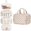 Narwey Hanging Toiletry Bag for Women Travel Makeup Bag Organizer Toiletries Bag for Travel Size Essentials Accessories Cosmetics (Light Checkerboard (Medium)) view 2