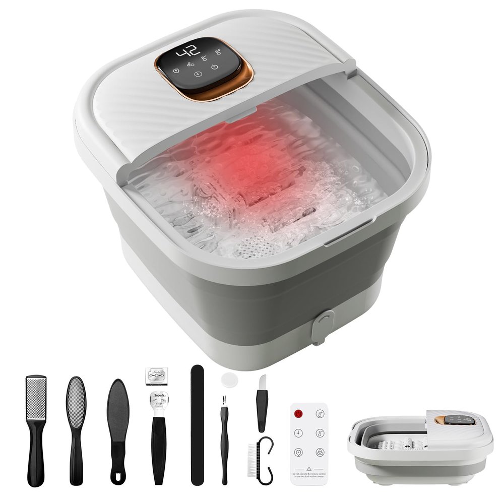 ACKLEAP Collapsible Foot Spa with Heat, Foldable Foot Bath Massager with Temperature Control Touchscreen, Foot Massage Rollers, Pedicure Spa for Home, Office, Relaxation, Gift for Men & Women