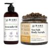 Bare Botanics Avocado Hair & Body Oil + Vanilla Hazelnut Coffee Body Salt Scrub view 1