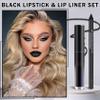 AOAZXBB Black Lipstick Black Lip Liner Set Matte Lipstick 2PCS Long Lasting Lip Stain and Lip Liner Set for Halloween Cosplay Goth Makeup view 2