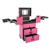 AOOCHU Rolling Makeup Case Salon Barber Case Professional Cosmetic Trolley Large Storage With Keys Universal Wheels Make Up Cosmetic Orgainzer Zinc Alloy Makeup Travel Organizer Cosmetic Case (Rose) view 1