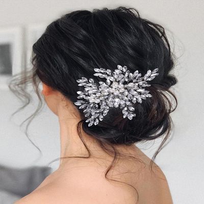Bridal Comb for Wedding Crystal Pearl Handmade Bride Combs for Wedding,Rhinestone Bride Headpieces for Wedding Hair Accessories for Brides Bridesmaid (871-2 Sliver)