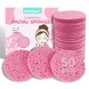 50-Count Compressed Facial Sponges|Kickleen 100% Natural Cellulose Cosmetic Spa Sponges for Daily Facial Cleansing|Makeup and Mask Removal|Exfoliating|Skin Massage|Pore Exfoliation (50 Count (Pink)) view 1