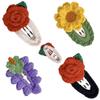 4 Pcs Cute Crochet floral HairPins Elegant Camellia flower Grape Sunflower Hair Pins Crochet knitted Hair Clips Handmade Crochet Hair Accessories for Women Girls view 1