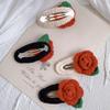 4 Pcs Cute Crochet floral HairPins Elegant Camellia flower Grape Sunflower Hair Pins Crochet knitted Hair Clips Handmade Crochet Hair Accessories for Women Girls view 3