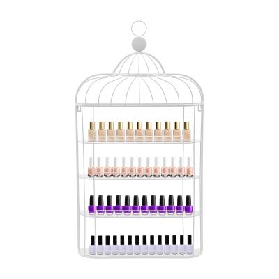 Dlinanta Nail Polish Storage Racks, Cage-Shape Cosmetic Display Racks Metal Wall Mounted Nail Polish Rack for Spa Nail Salon Shop Home